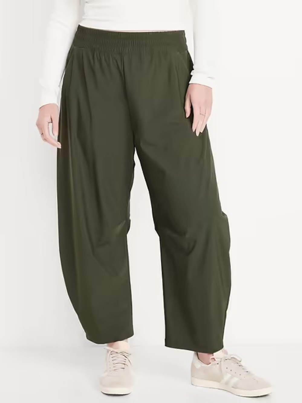 Old Navy High-Waisted SleekTech Barrel Ankle Pants Ancient Forest Olive Size L